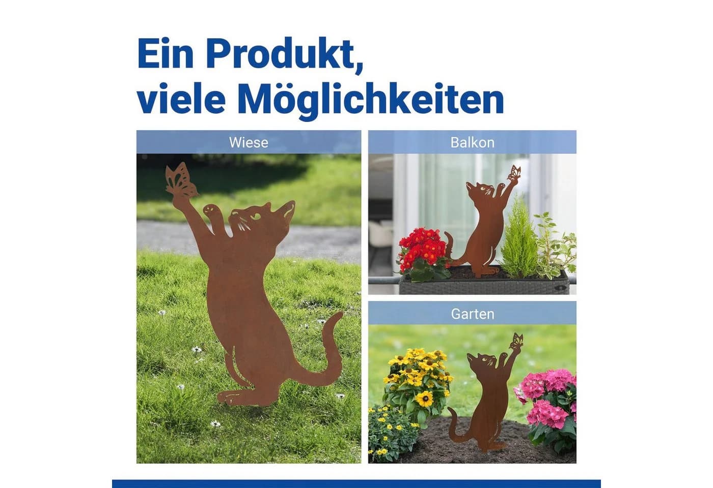 MAXIMEX Gartenstecker Katze & Schmetterling Terracotta Metall - Bild 5