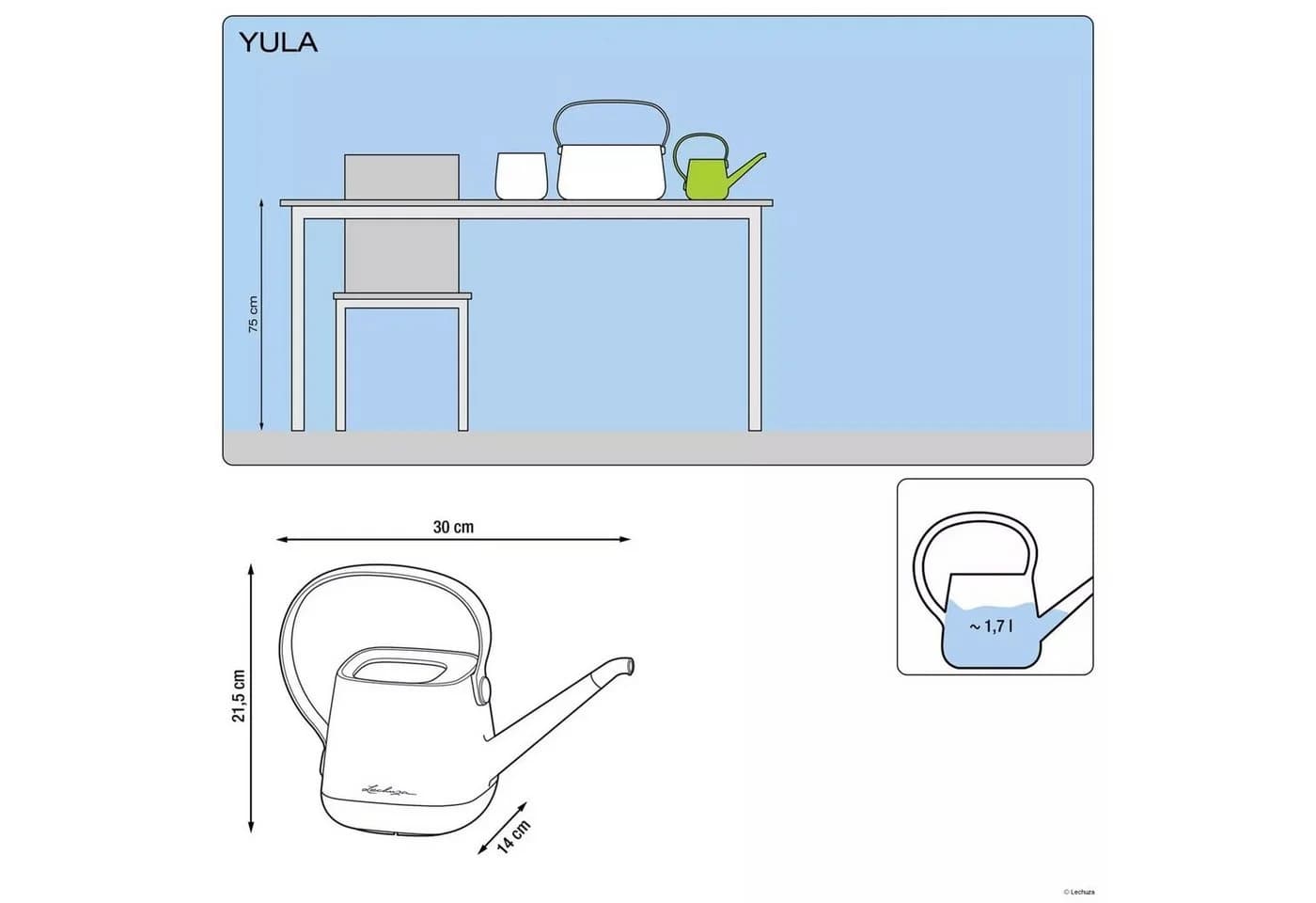 Lechuza Gießkanne Yula 1,7L Schiefergrau-Taupe - Bild 3