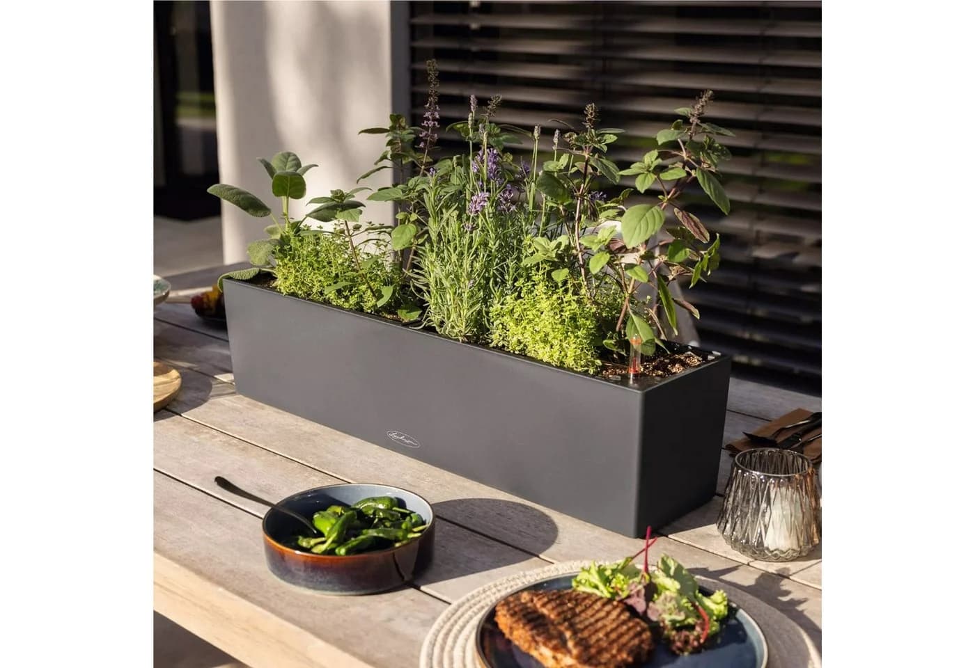 Lechuza Balkonkasten Balconera Color 100 cm schiefergrau Komplettset