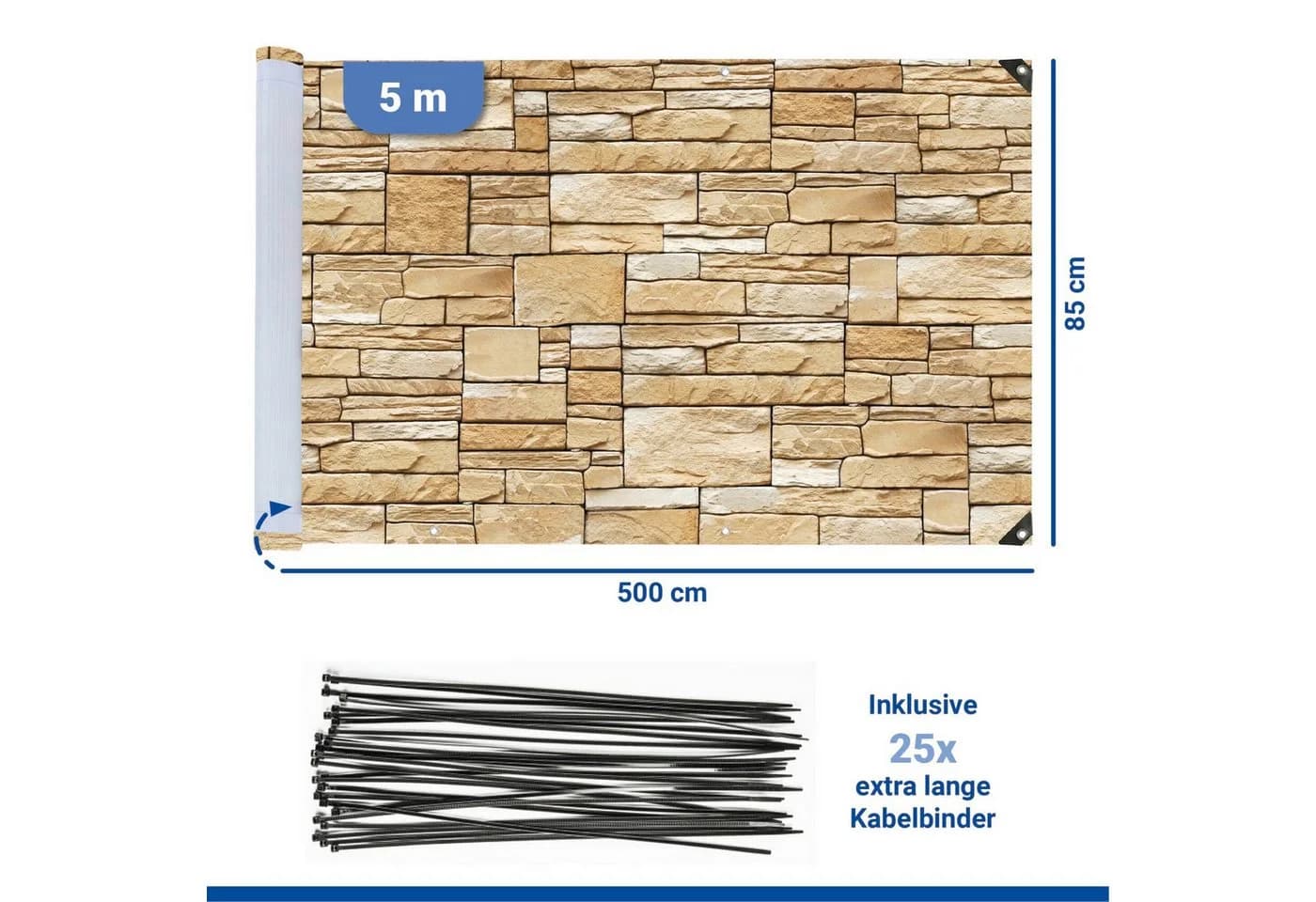 Maximex Balkon-Sichtschutz Mauer 5 m UV- und witterungsbeständig - Bild 4