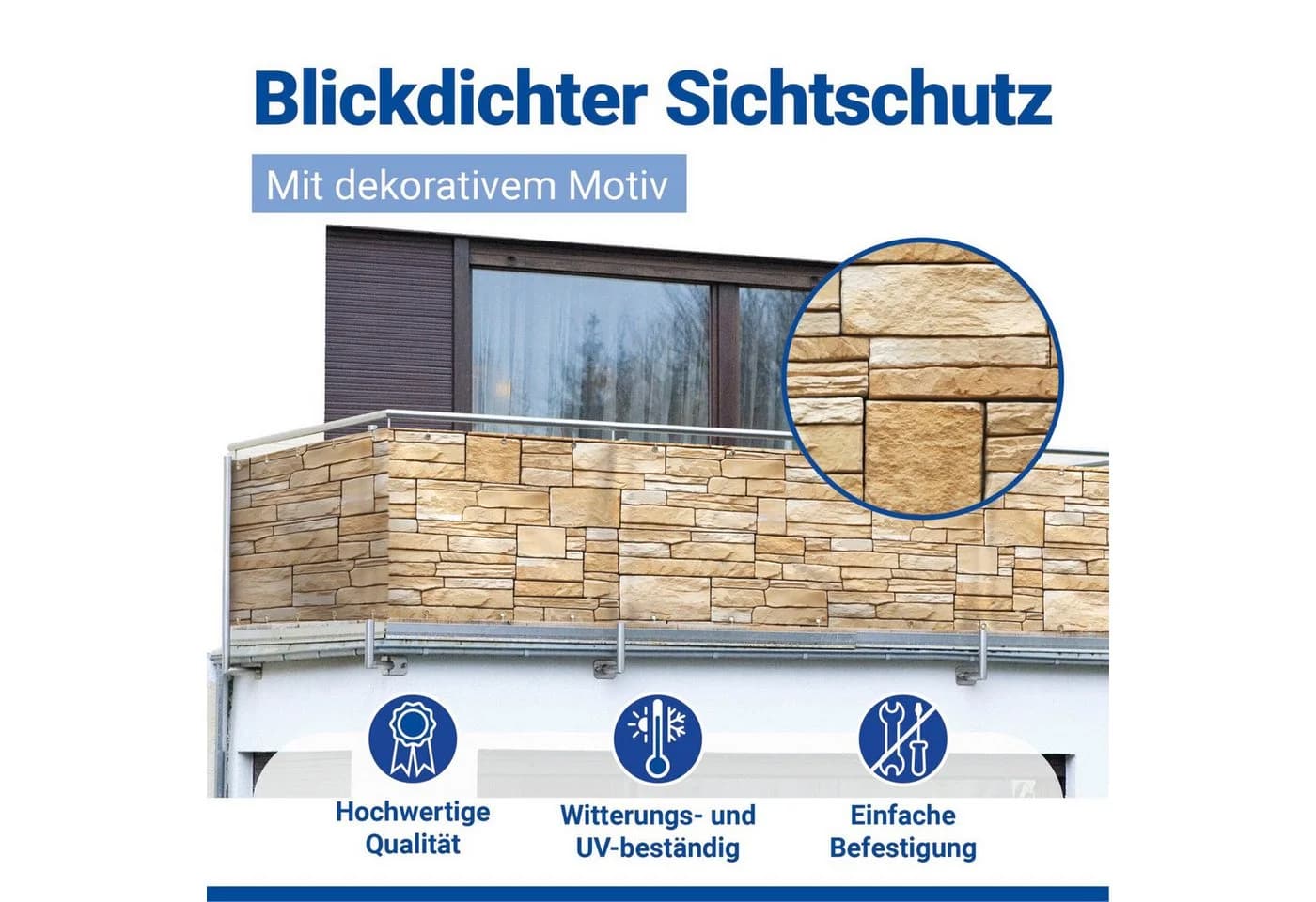 Maximex Balkon-Sichtschutz Mauer 5 m UV- und witterungsbeständig - Bild 5