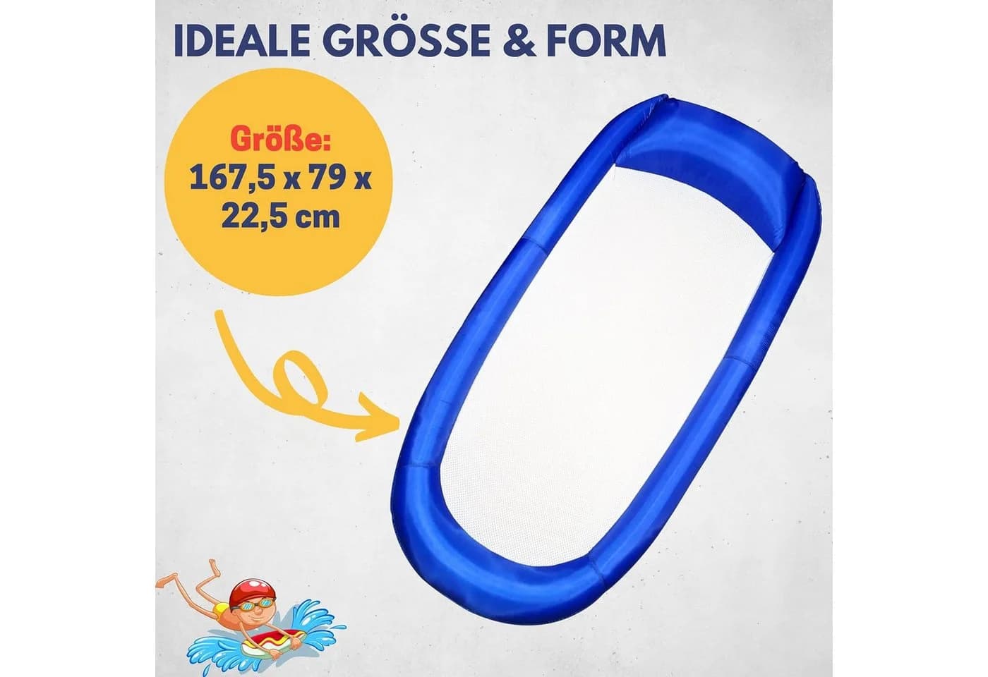 Best Sporting Wasserhängematte Mesh Mat Aufblasbare Luftmatratze Blau-Weiß - Bild 3