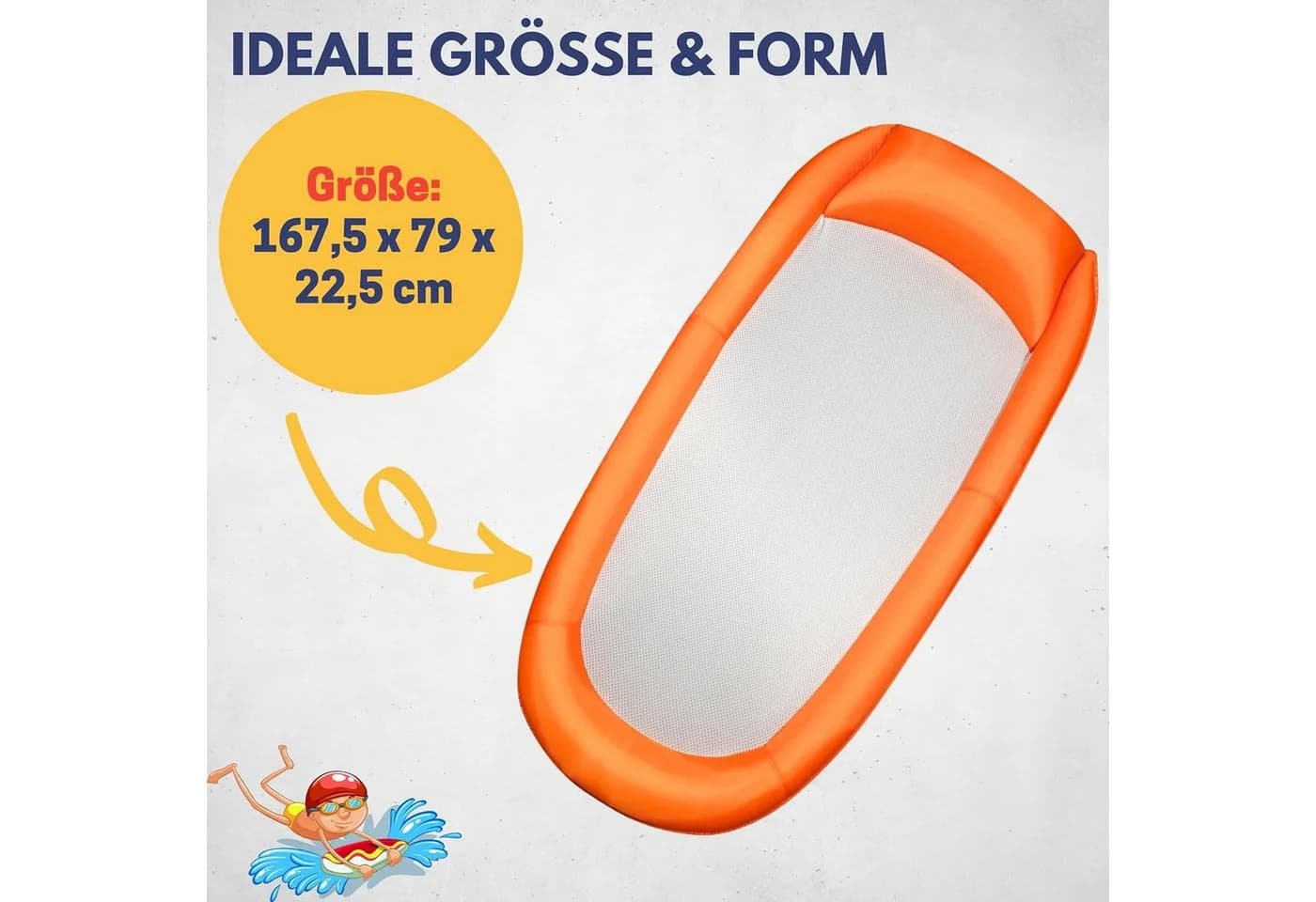 Best Sporting Wasserhängematte Mesh Mat - Aufblasbare Luftmatratze Orange-Weiß - Bild 3
