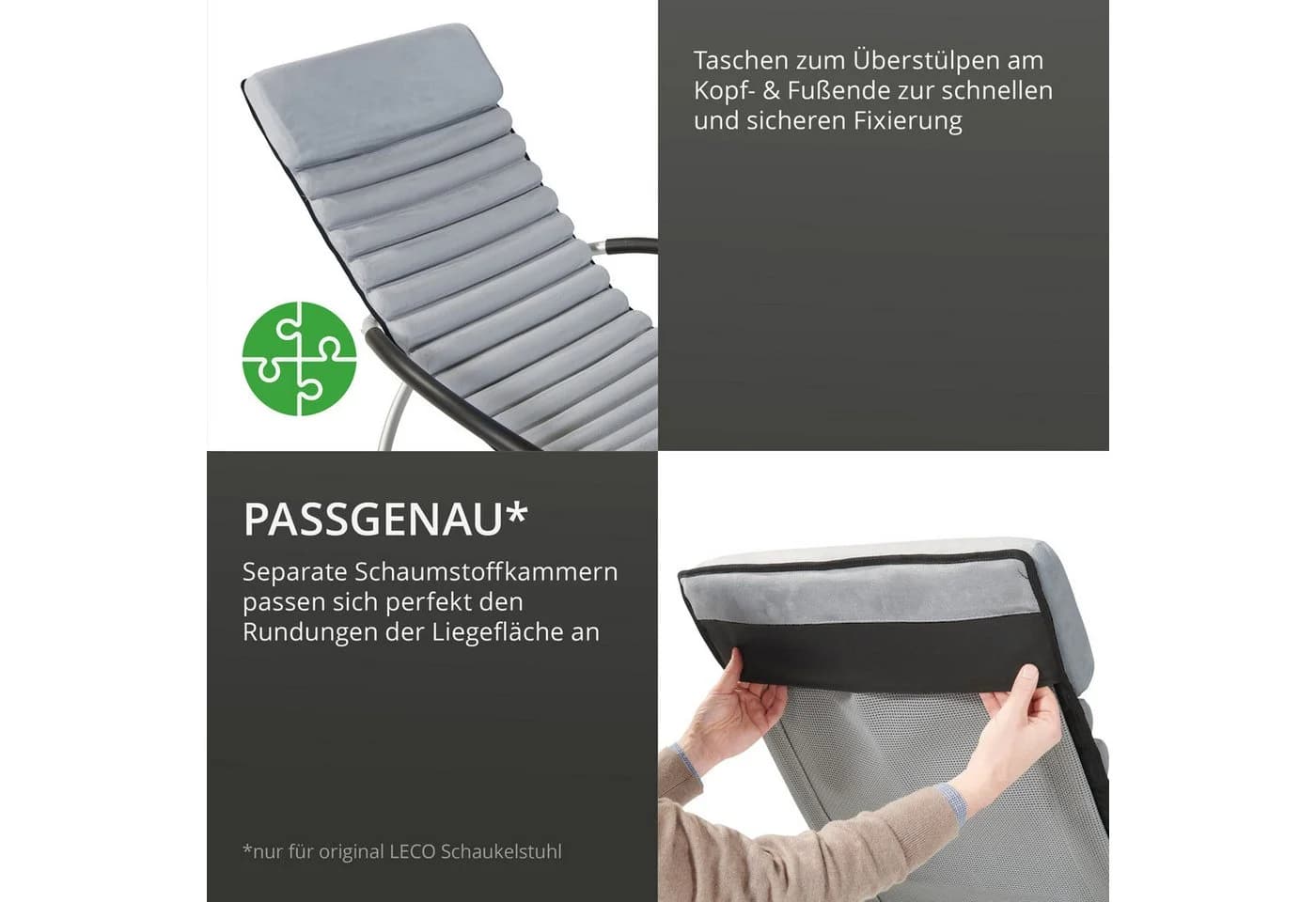 Leco Auflagekissen Kissenauflage grau für LECO Schaukelstuhl - Bild 4