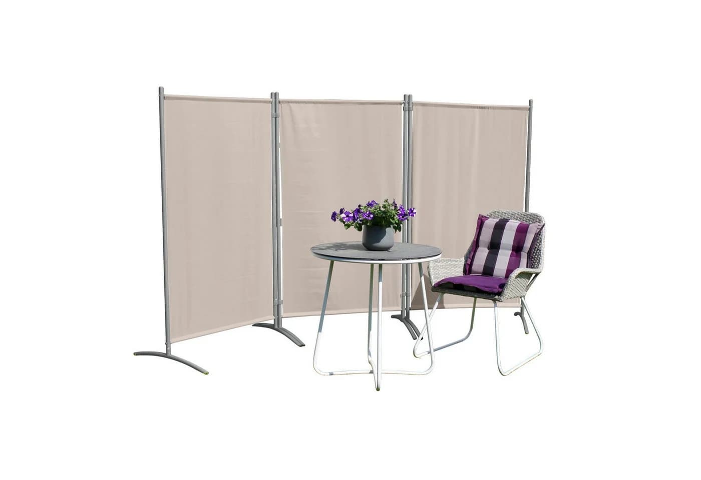 Leco Stellwand 3-teilig Beige Polyester Stahl Kunststoff - Bild 4