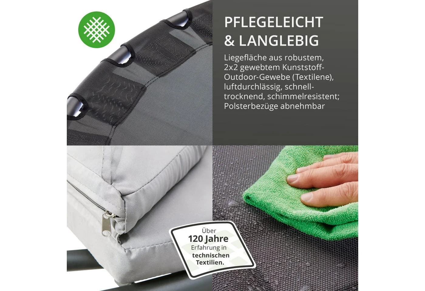 Leco Luxus-Schaukelbett Mareike mit Sonnendach, Polsterauflagen und Kissen Grau - Bild 5