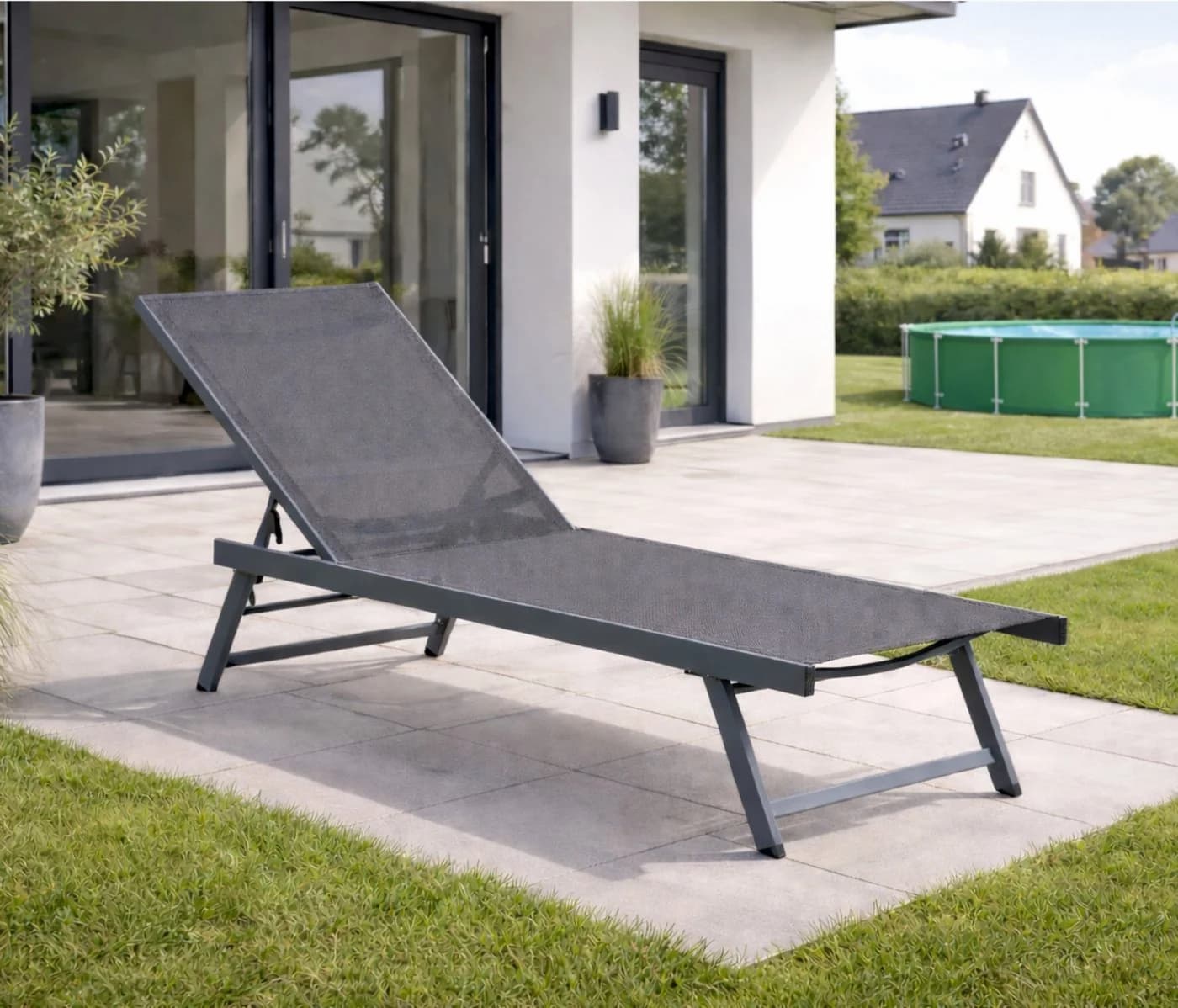 Leco Gartenliege ELINA 5-fach verstellbar Anthrazit Aluminium - Bild 2