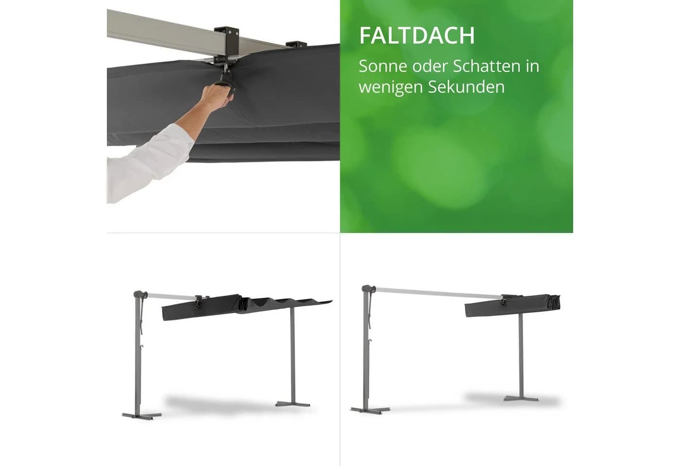 Leco Standmarkise Waved Faltbares Sonnendach Anthrazit