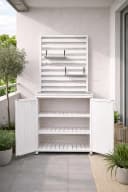 Leco Garten-Geräteschrank Gartenregal THEA Tannenholz Weiß Bild 1