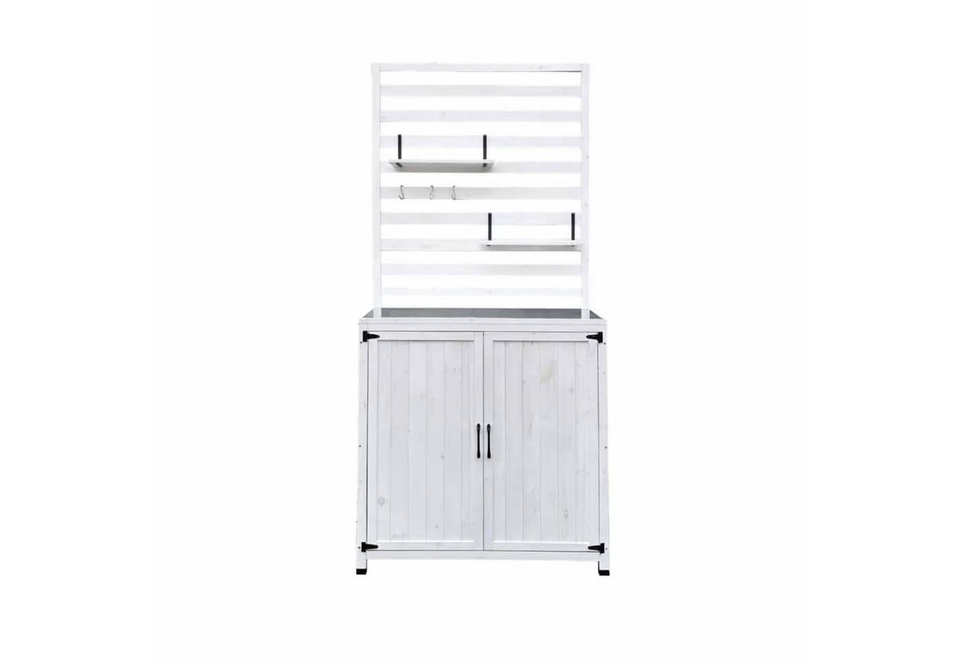Leco Garten-Geräteschrank Gartenregal THEA Tannenholz Weiß - Bild 3