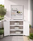 Leco Garten-Geräteschrank Gartenregal THEA Tannenholz Weiß Bild 5