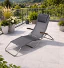 Leco Gartenliege Edelstahl-Kippliege ELEGANCE Silbergrau Akazienholz Bild 2
