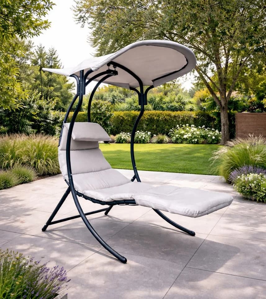 Leco Dream Chair 2.0 Hängeliege mit Sonnendach und Auflage Anthrazit - Bild 2