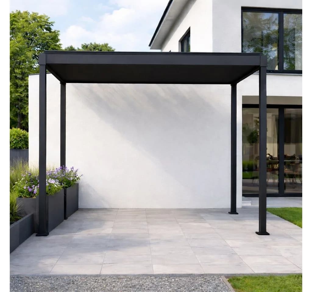 Stilvolle Pergola aus Stahl und Lamellen in Anthrazit - Bild 2