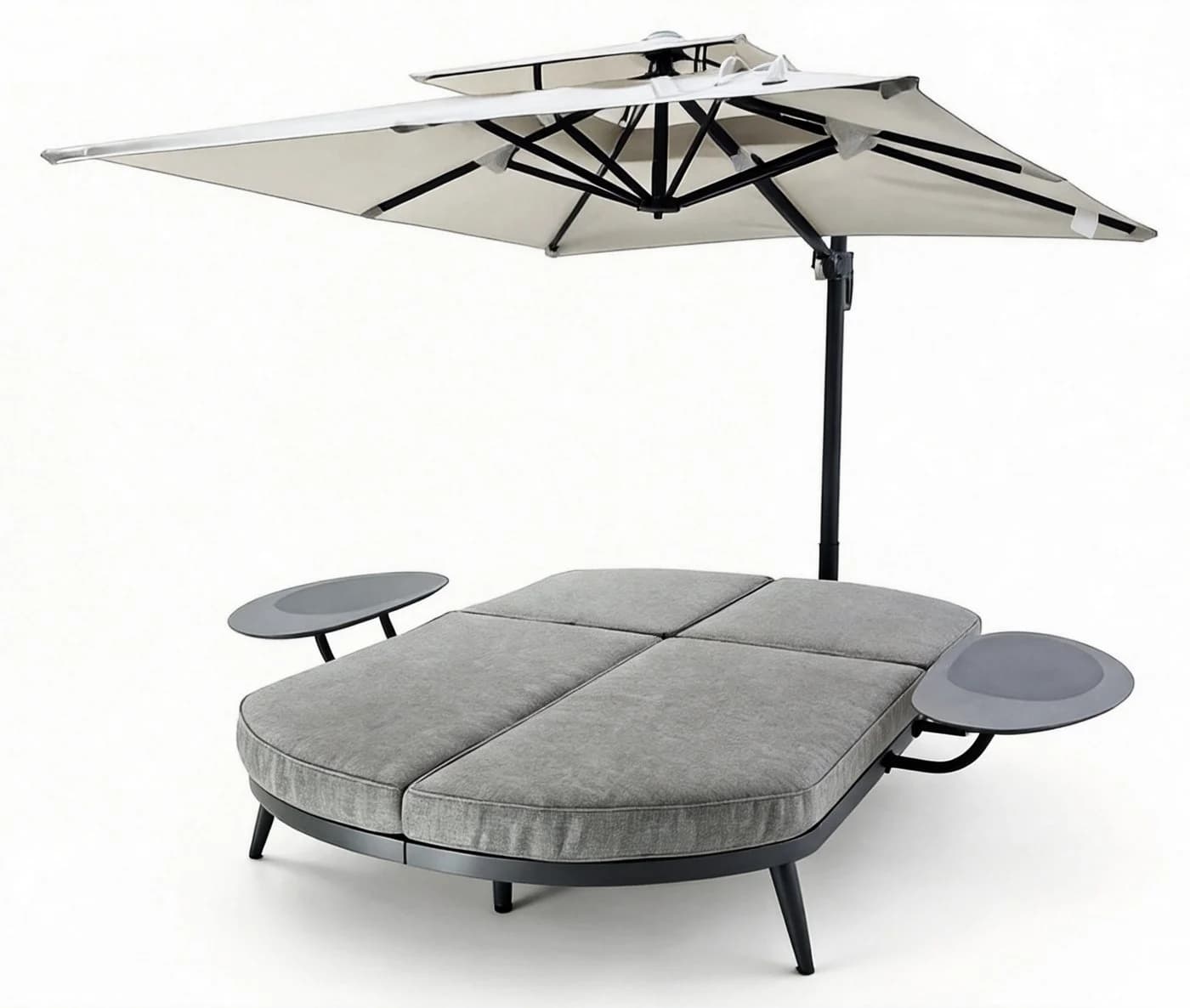 Leco Sonnenliege mit Ampelschirm Anthrazit Aluminium - Bild 4