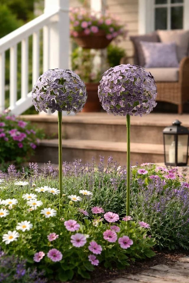 finehomegarden Gartenstecker Allium Purple Metall - Bild 4