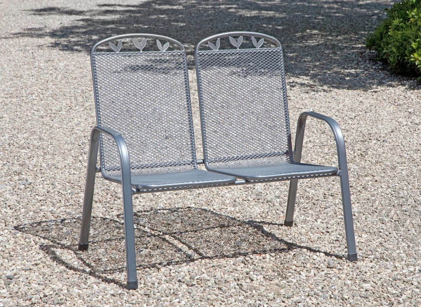 Greemotion Gartenbank Toulouse 2-Sitzer Metall Grau Stapelbar - Bild 2