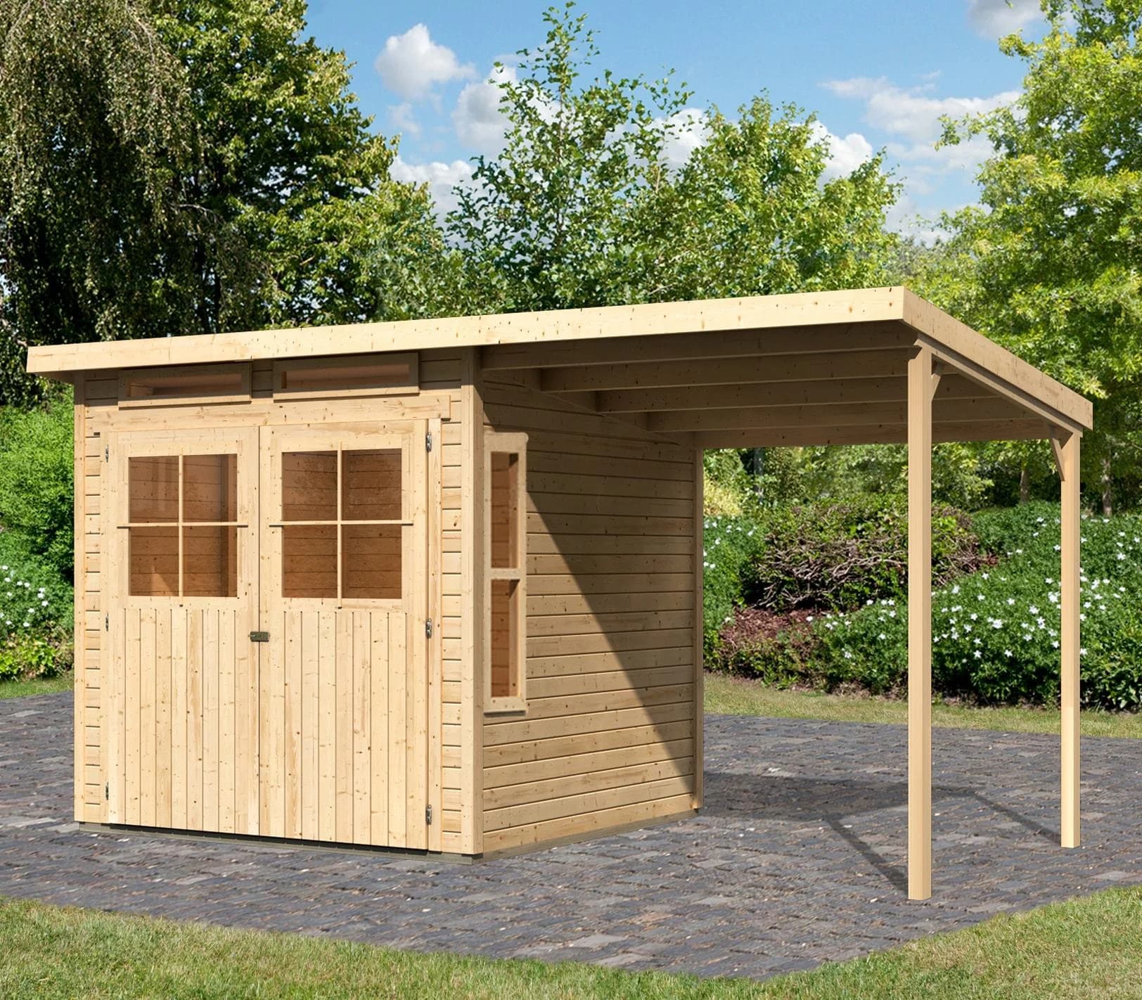 Gartenhaus KARIBU Falkensee 3 Holzwerkstoff Pultdach