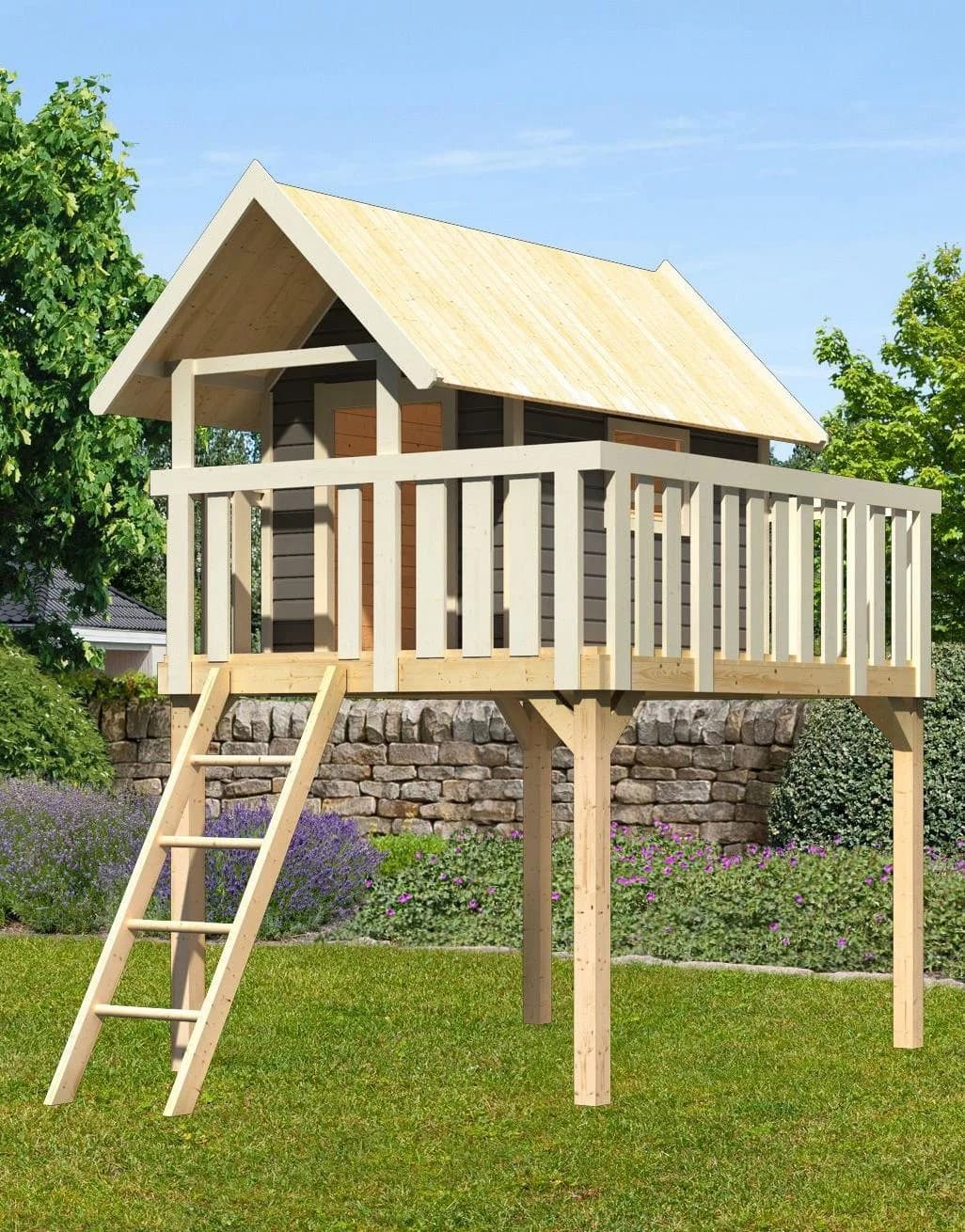 Spielturm AKUBI Fidel grau Terragrau Holzwerkstoff