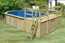 Achteckpool KARIBU PALMA Set D mit Sonnendeck und 2 Terrassen, Braun Bild 2