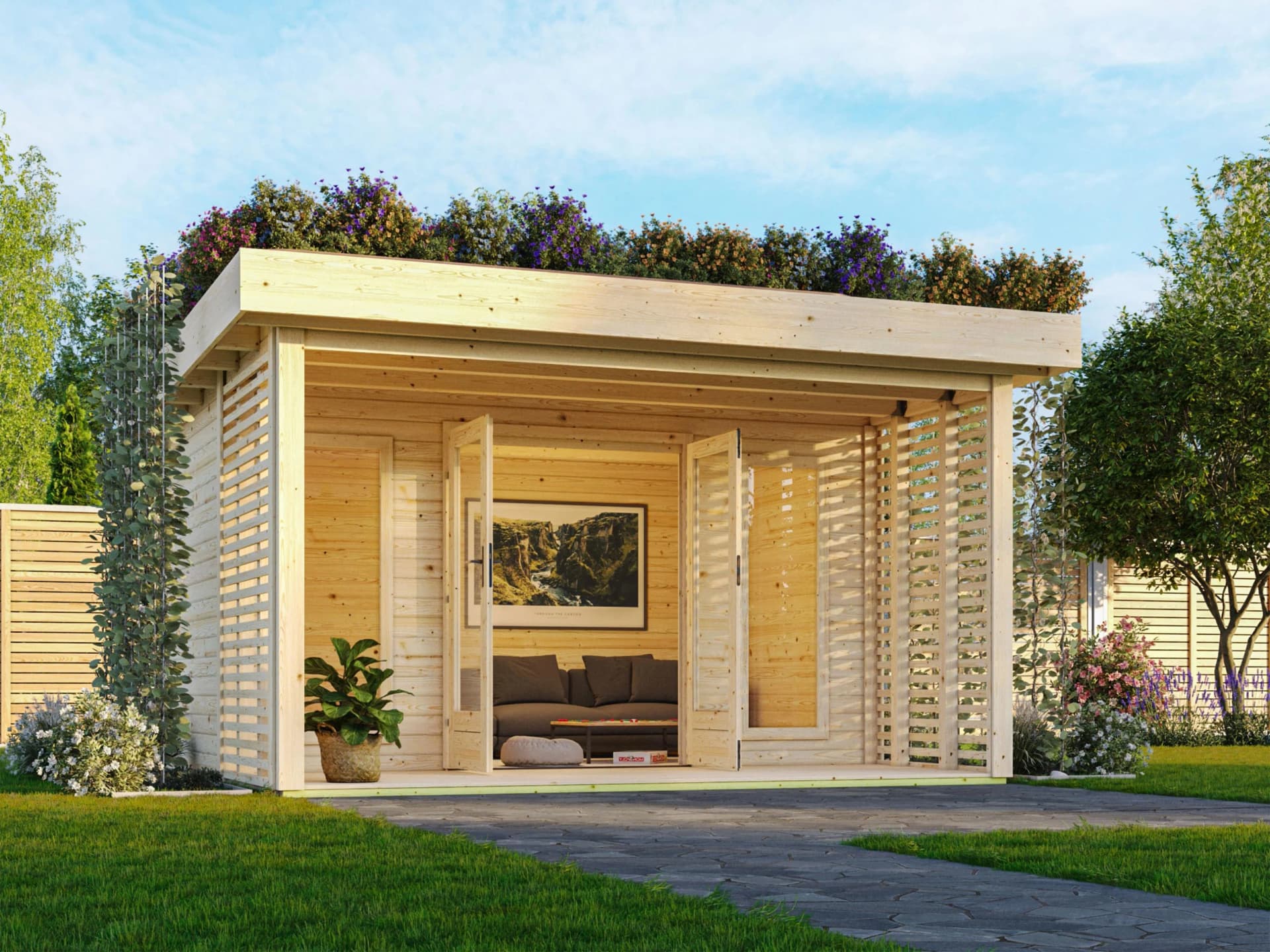 Gartenhaus KARIBU Lettinsee Beige Holzwerkstoff 38mm