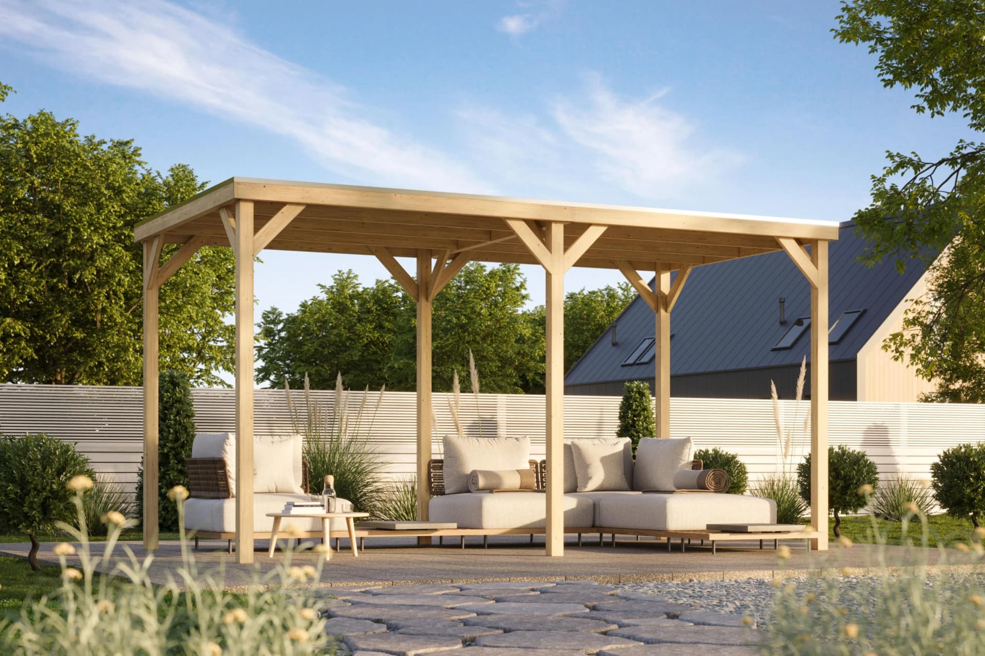 Holzpavillon KARIBU Quadratus Gartenpavillon