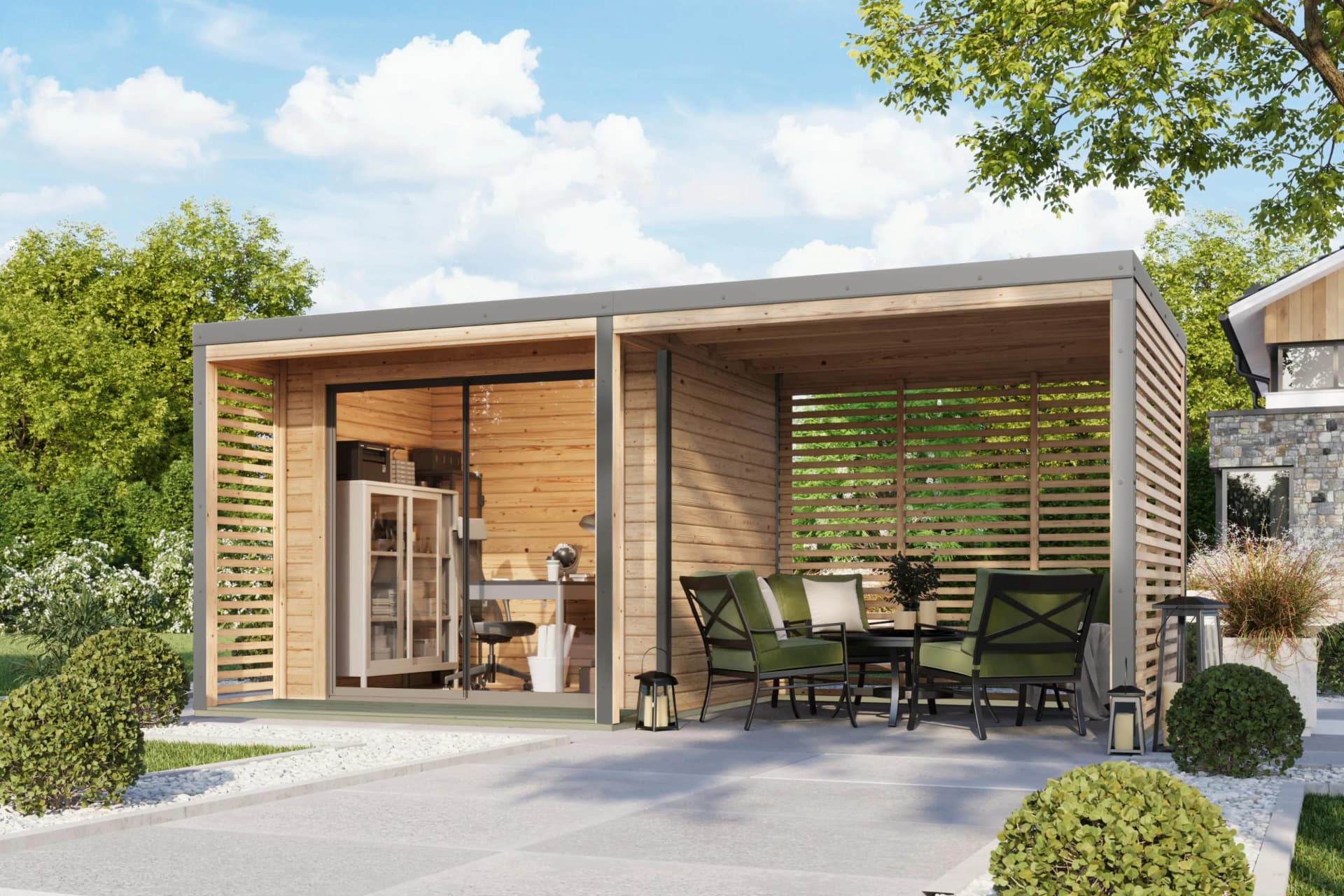 Gartenhaus Karibu Saturino Set Aluminium Massivholz