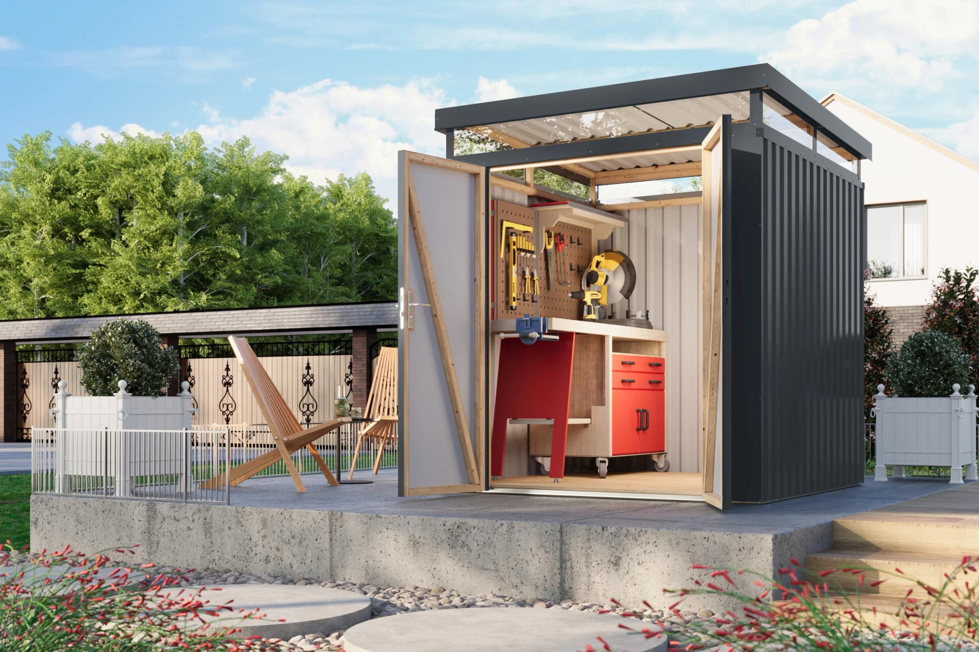 Gerätehaus KARIBU "Titanium 2" Anthrazit Metall