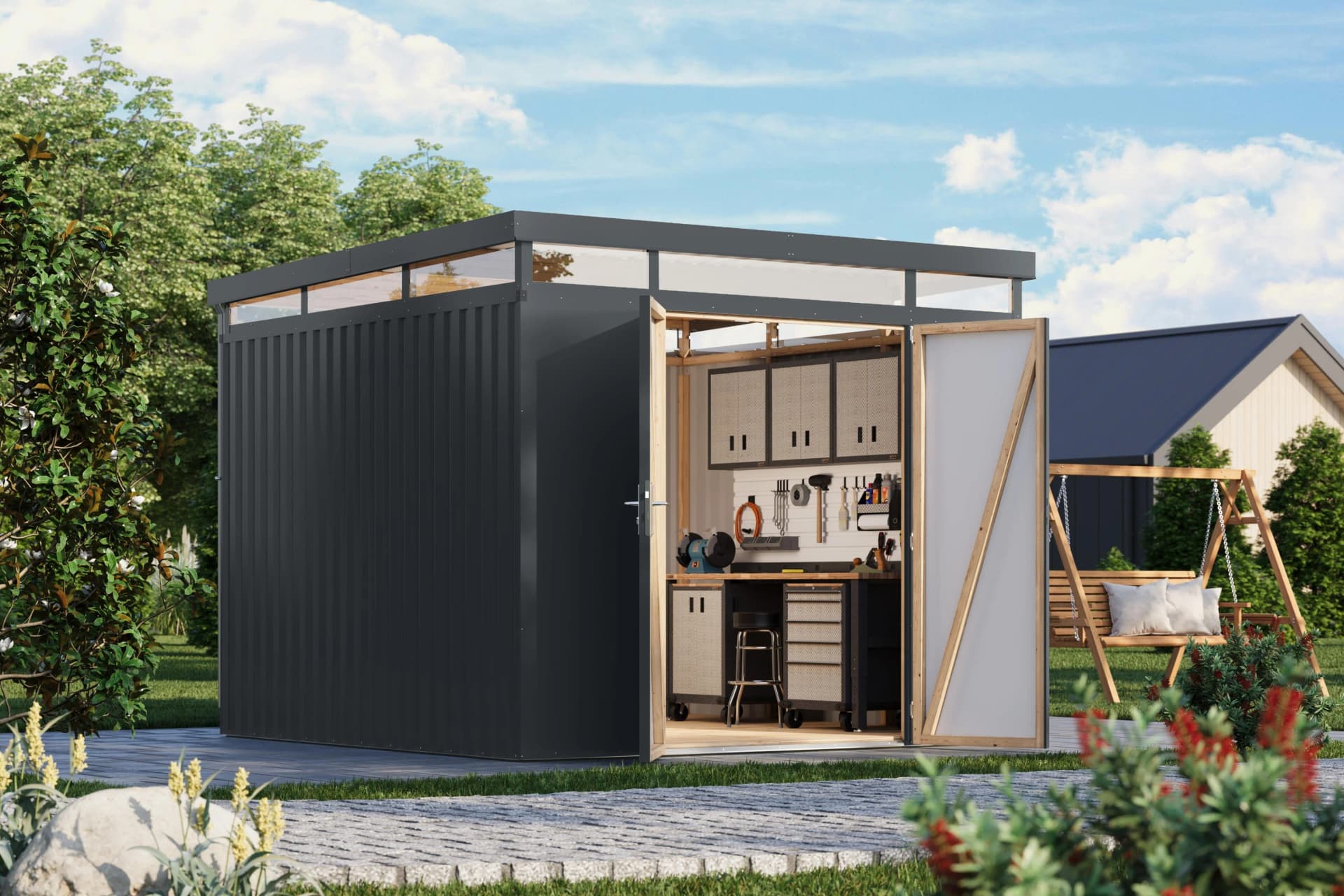 Gerätehaus KARIBU Titanium 3,5 Anthrazit Metall