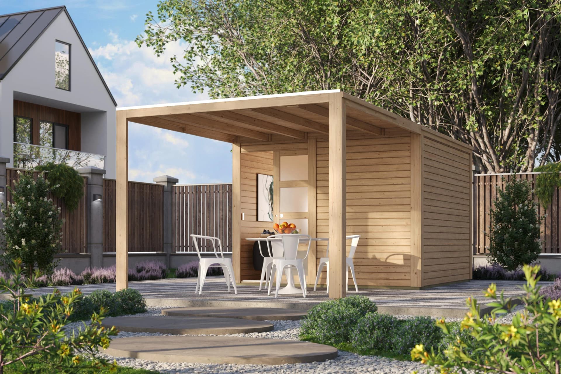 Gartenhaus KONIFERA Cubus 2 Massivholz Flachdach