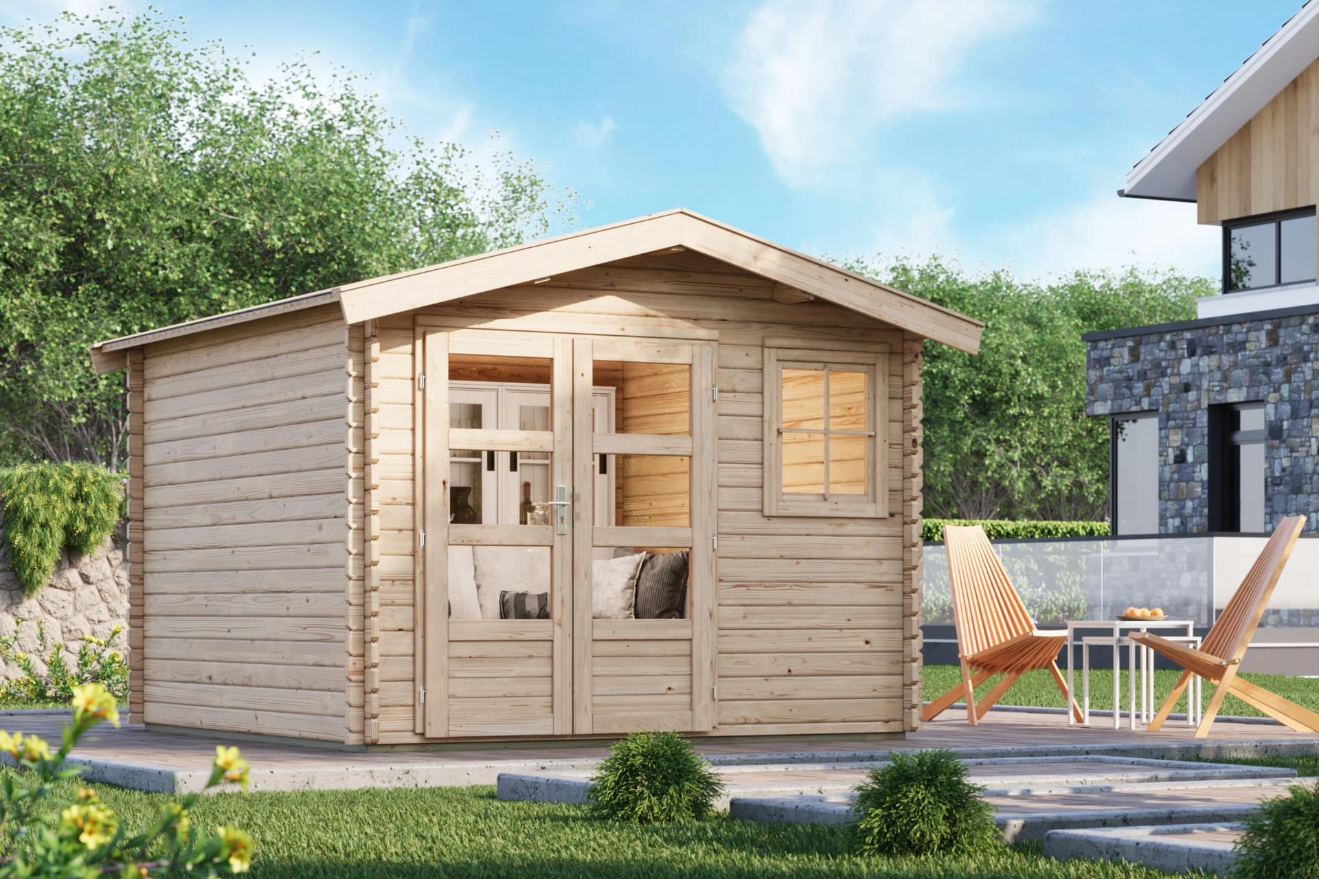 Gartenhaus KONIFERA Nienstedten 3 Massivholz Blockbohlen