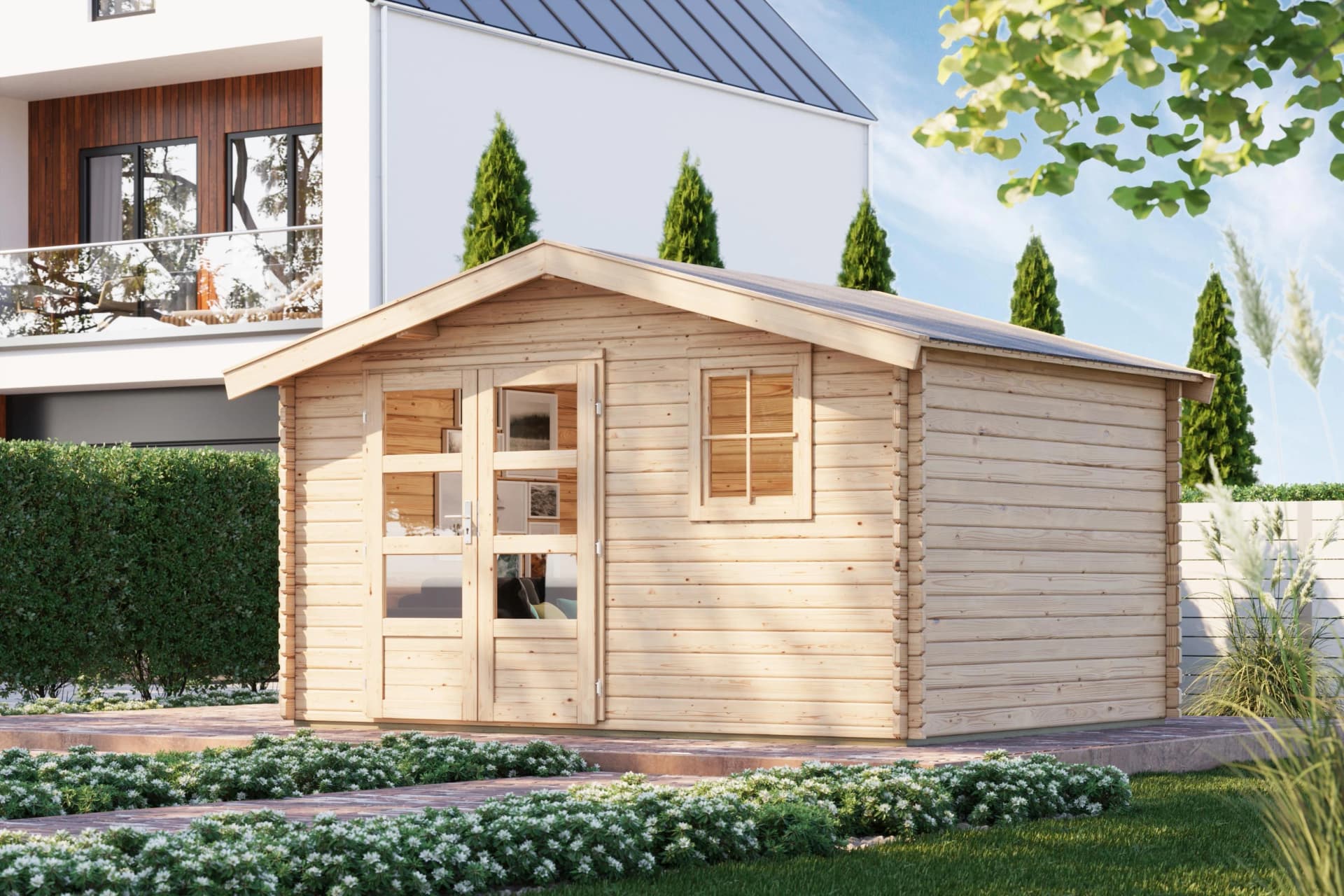 Gartenhaus KONIFERA Nienstedten 5 Massivholz Blockbohlen