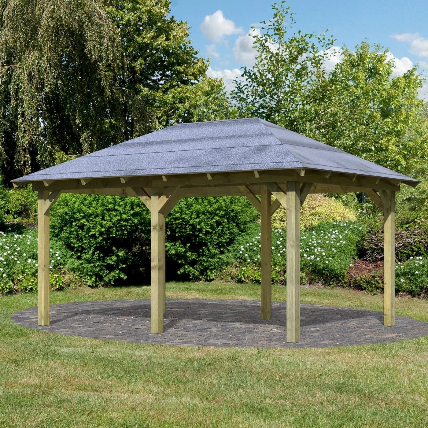 Pavillon KARIBU Mailand Grau Holz Fichte - Bild 2