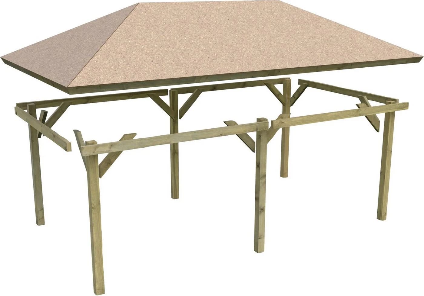 Pavillon KARIBU Perida Beige 6 Pfosten Kiefernholz - Bild 3