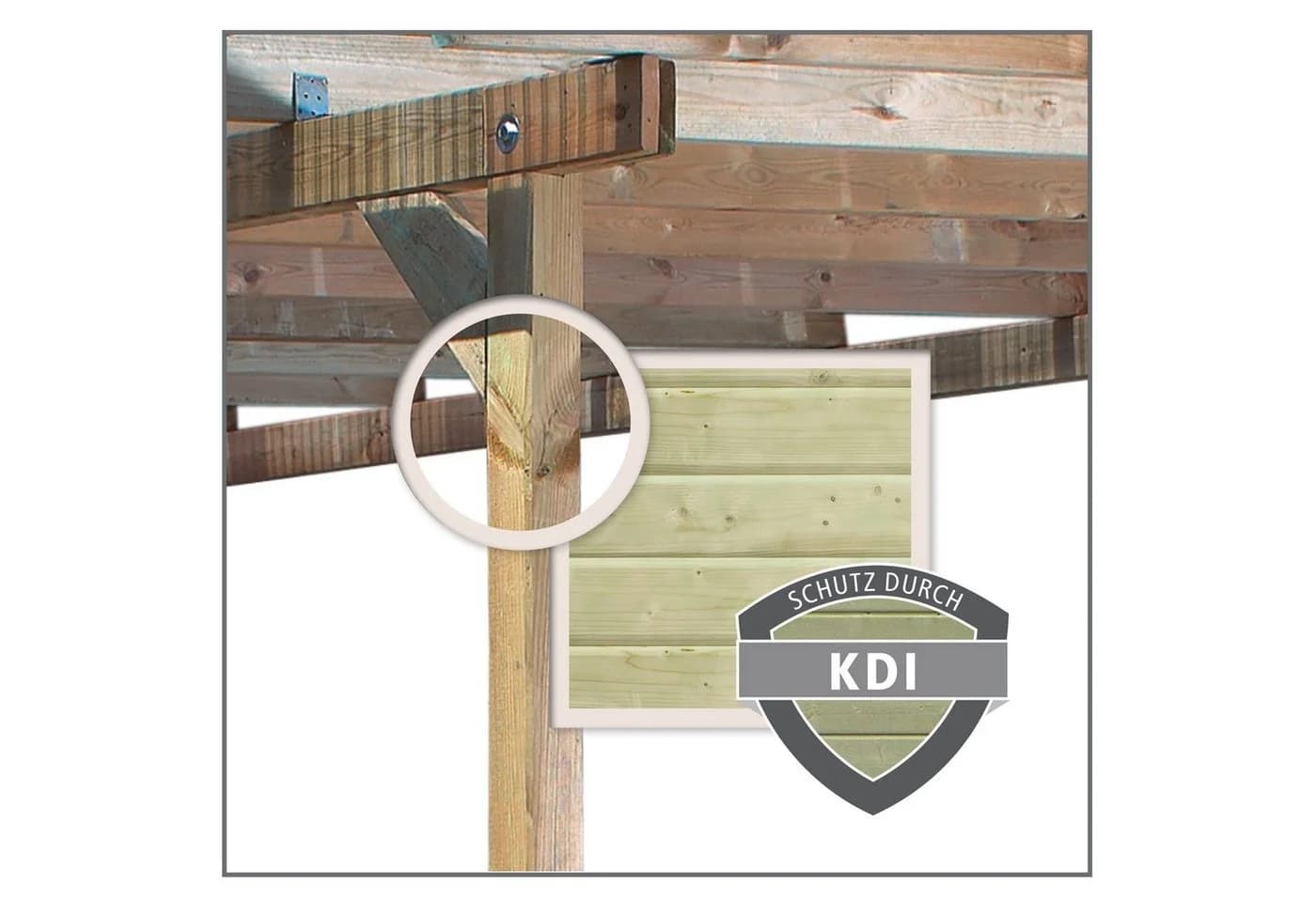 Pavillon KARIBU Perida Beige 6 Pfosten Kiefernholz - Bild 5