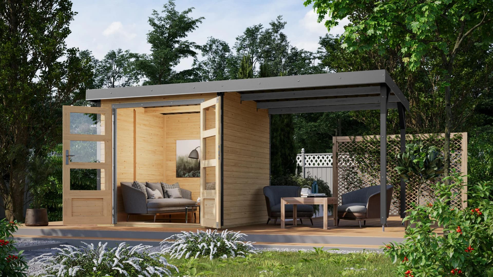 Gartenhaus Karibu Jupiterino 2A Massivholz Pultdach