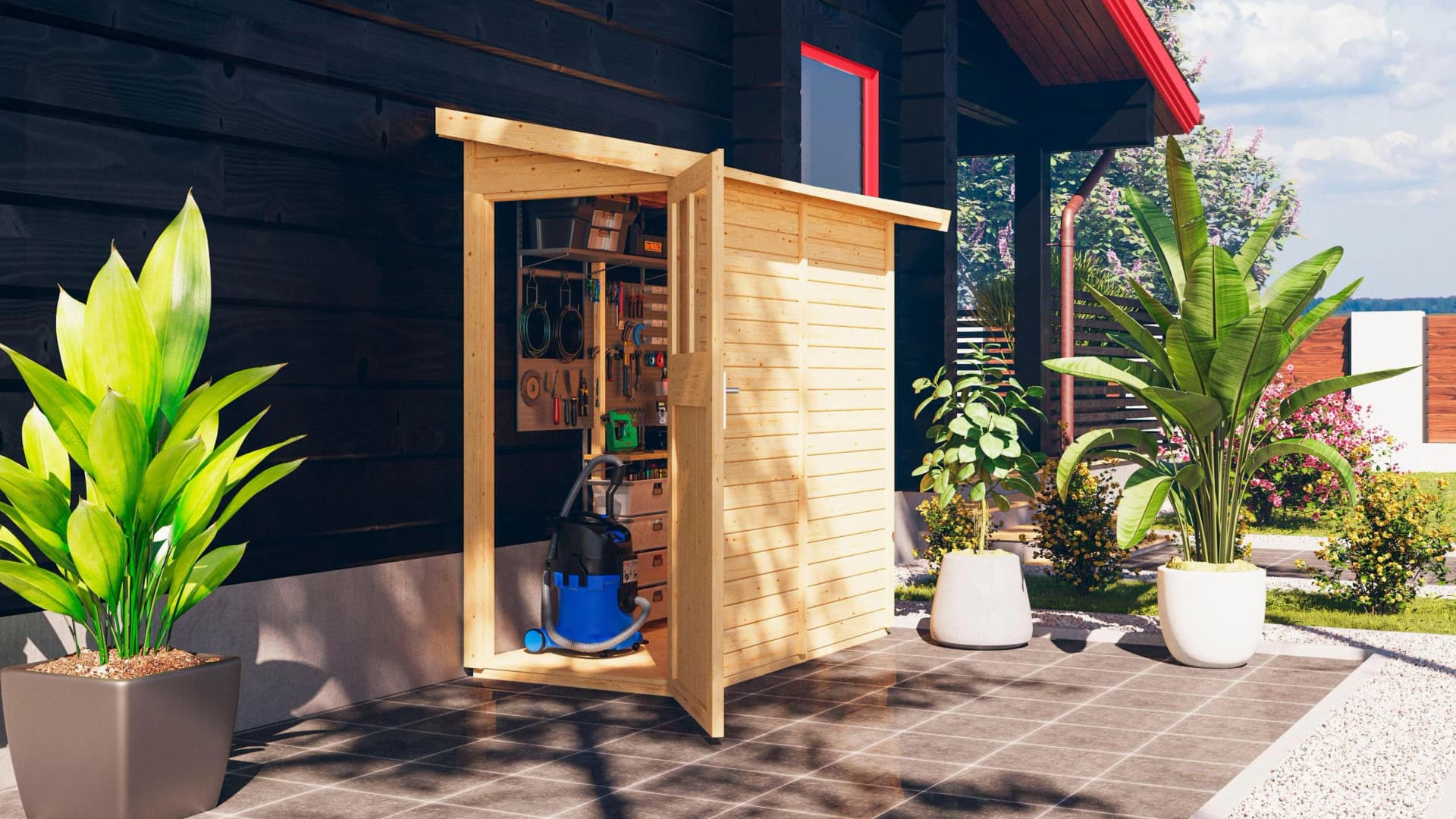 Gartenhaus KARIBU "Geißberg" Beige Holzwerkstoff