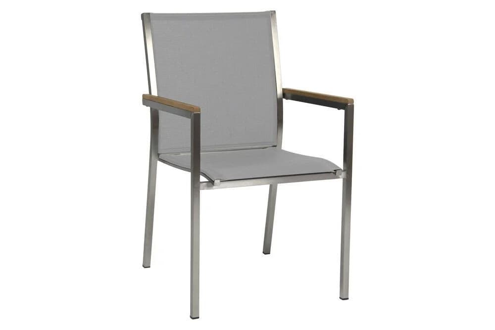 STERN Polaris Gartensessel Edelstahl Teakholz Stapelbar Beige - Bild 2
