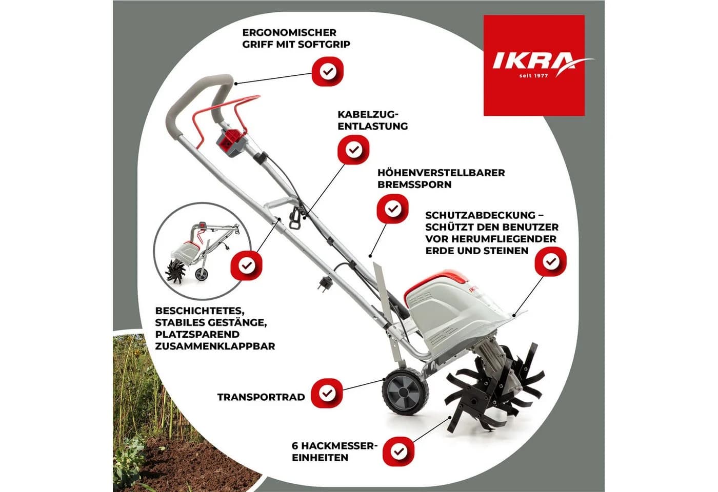 IKRA Elektromotorhacke FEM 1500, 45 cm Arbeitsbreite, 1500 W - Bild 3