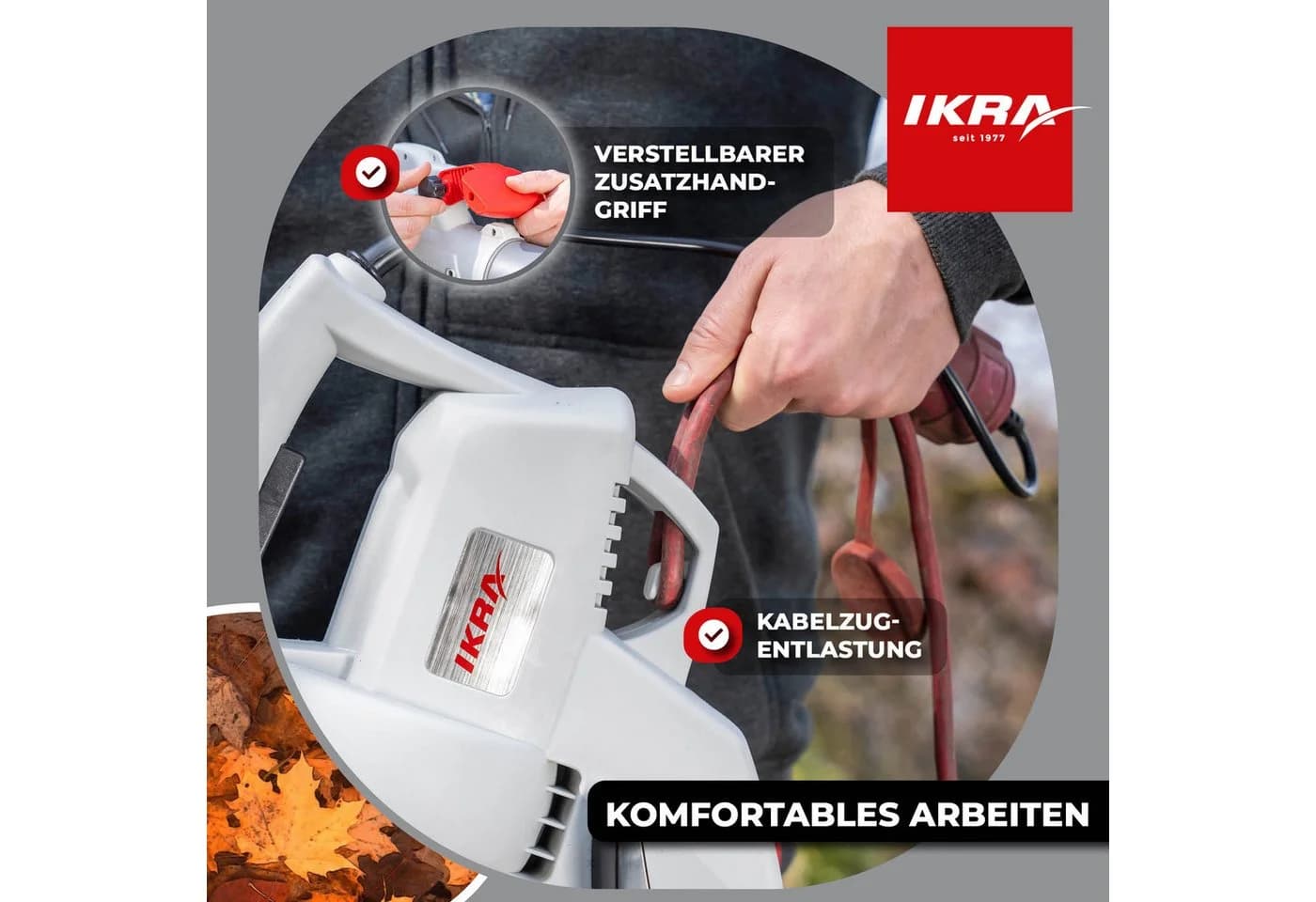 IKRA Elektro-Laubbläser IBV 3000 3in1 240km/h Blaskraft 45L Fangsack - Bild 4