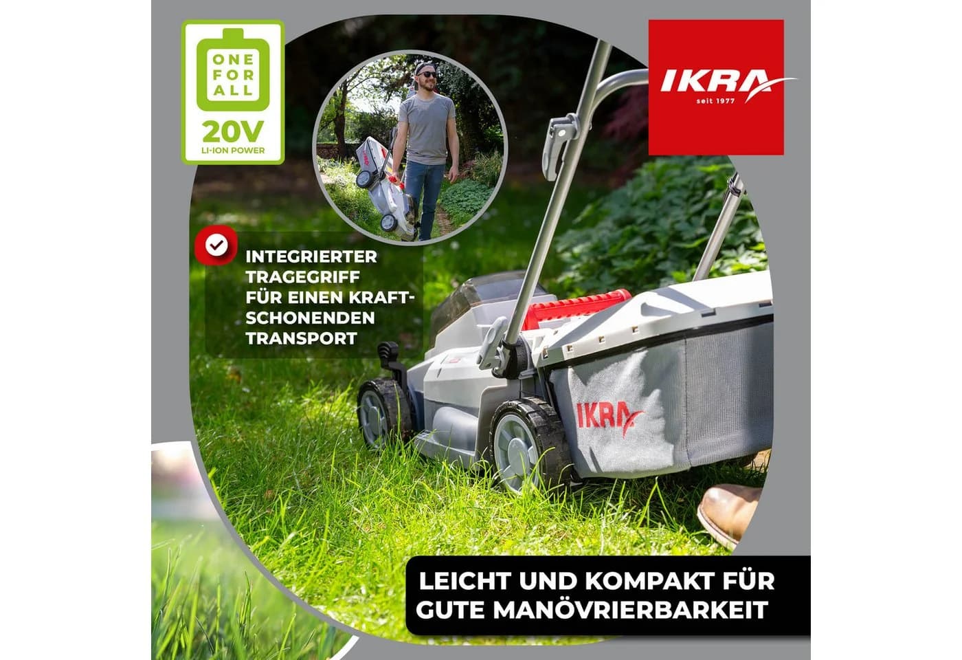 IKRA Akku-Rasenmäher ICM 2033 33 cm Schnittbreite 20V Akku - Bild 4