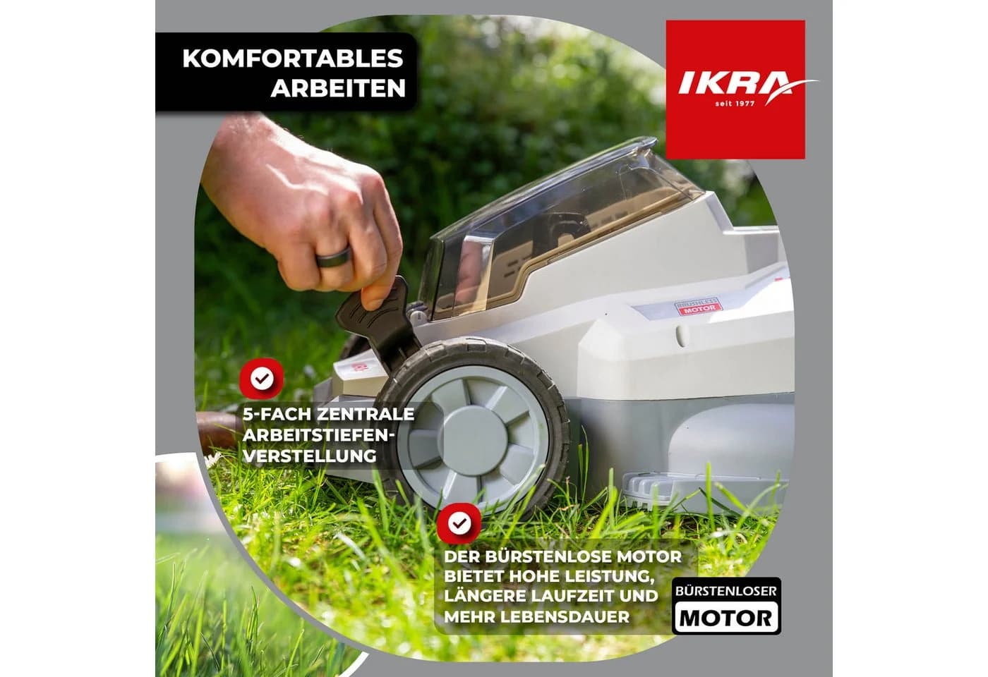 IKRA Akku-Rasenmäher ICM 2033 33 cm Schnittbreite 20V Akku - Bild 5