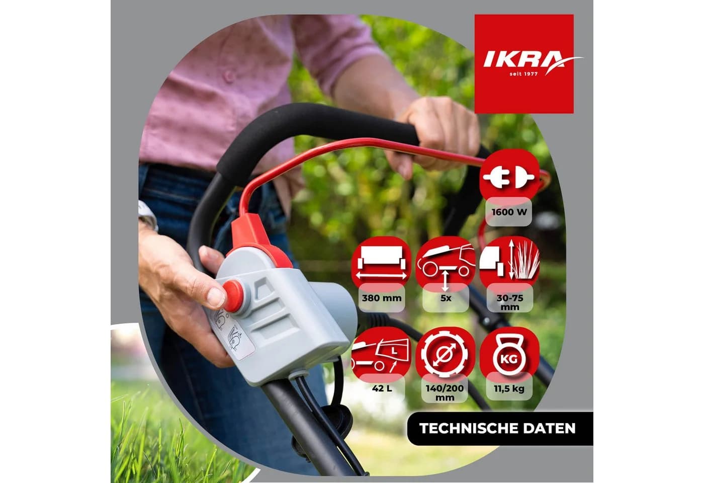 ikra Elektrorasenmäher IERM 1638-1 38 cm Schnittbreite 1600 Watt - Bild 4