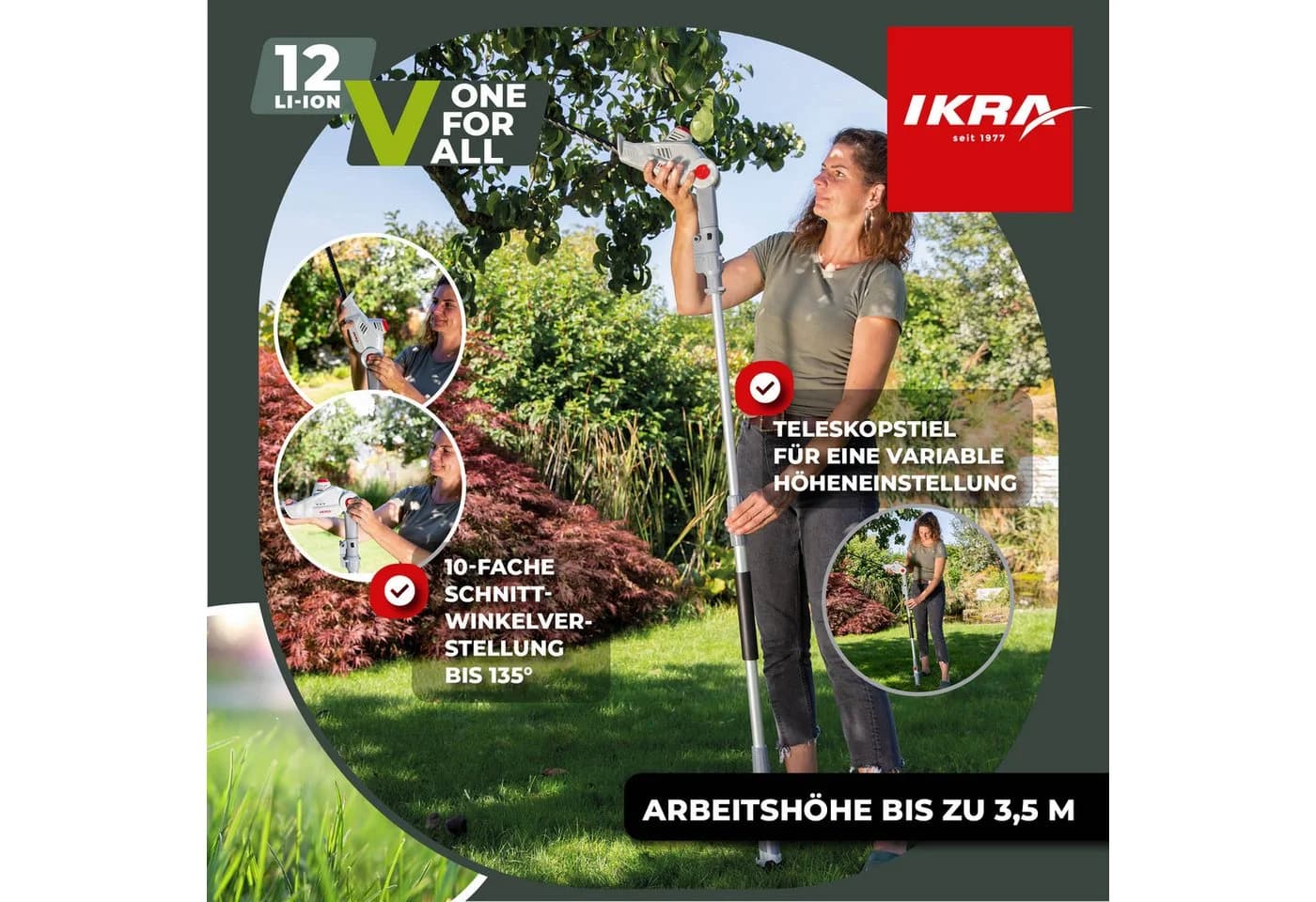 ikra GmbH Teleskop-Heckenschere IATHS 1241, 12 V, bis 3,50 m Arbeitshöhe - Bild 4