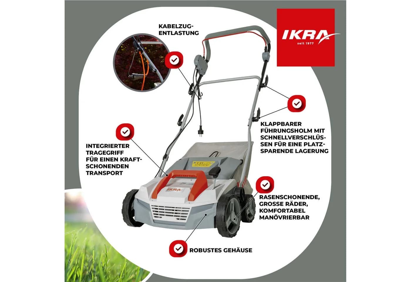 IKRA E-Vertikutierer IEVL 1838 (2in1) 1800 Watt Arbeitsbreite 38 cm - Bild 3