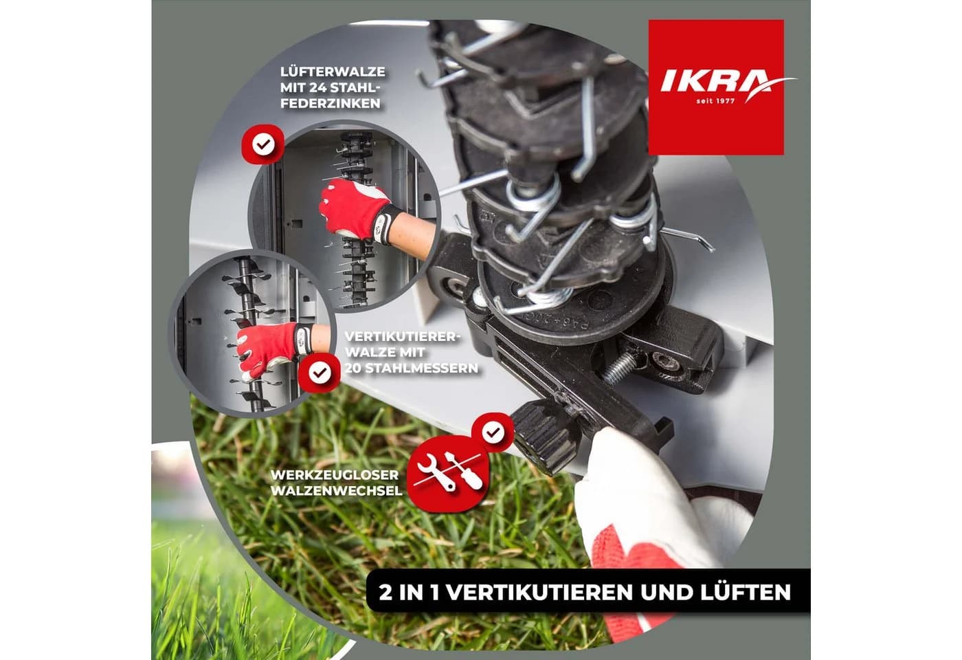 IKRA Elektro-Vertikutierer IEVL 1840 40cm 1800W mit Fangkorb - Bild 5