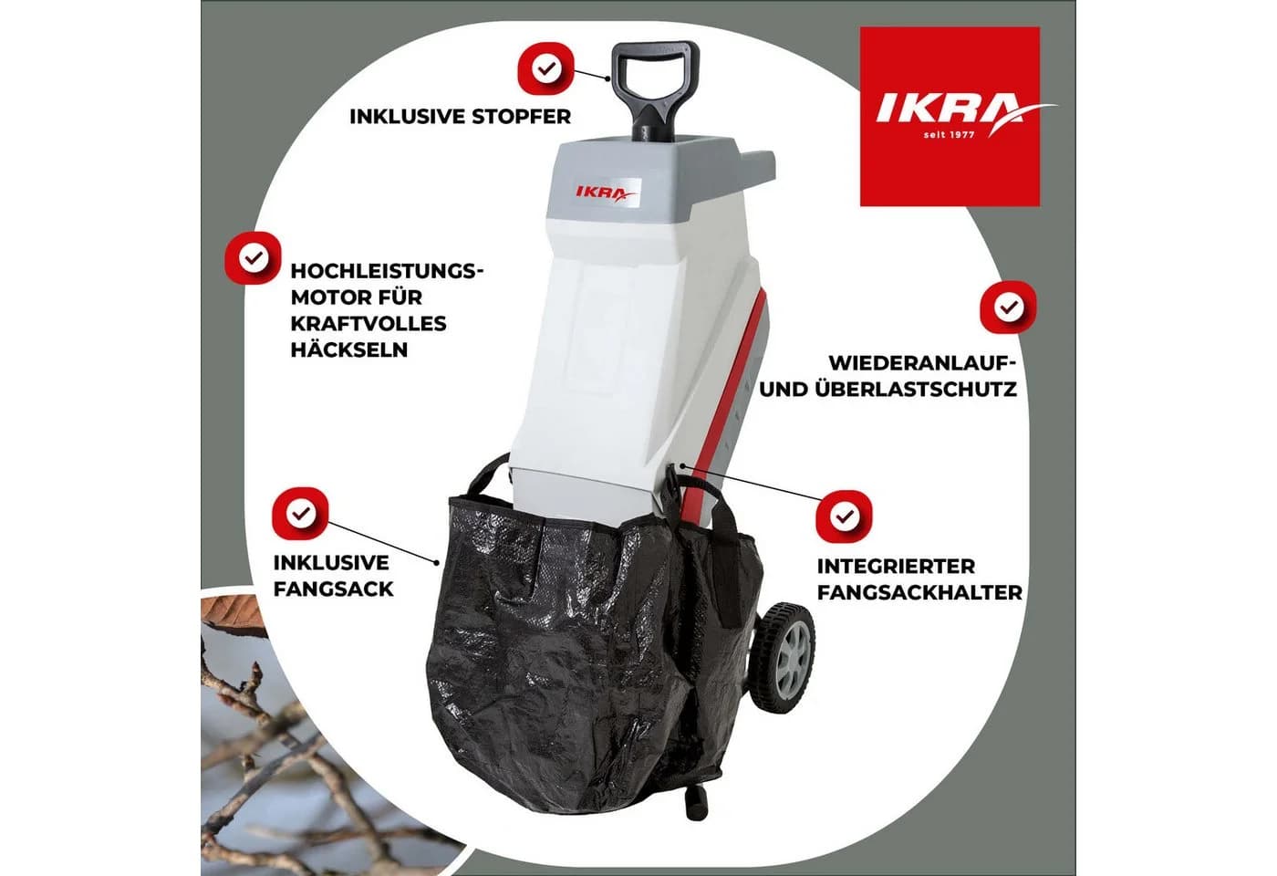 IKRA Elektro-Messerhäcksler IMH 2500 4,5 cm max. Astdurchmesser 2.500 Watt - Bild 3