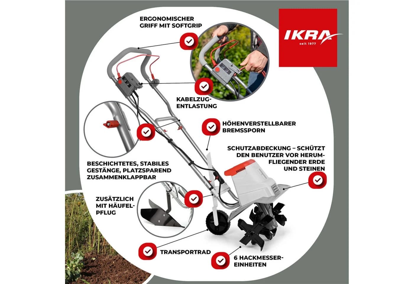 IKRA Elektromotorhacke IEM 1500 45 cm Arbeitsbreite - Bild 3