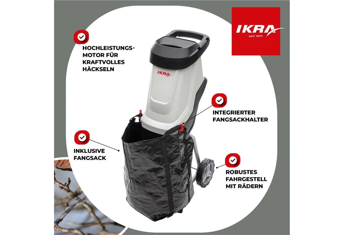 IKRA Elektro-Messerhäcksler IMH 2800 4,5 cm max. Astdurchmesser 2.800 Watt - Bild 3