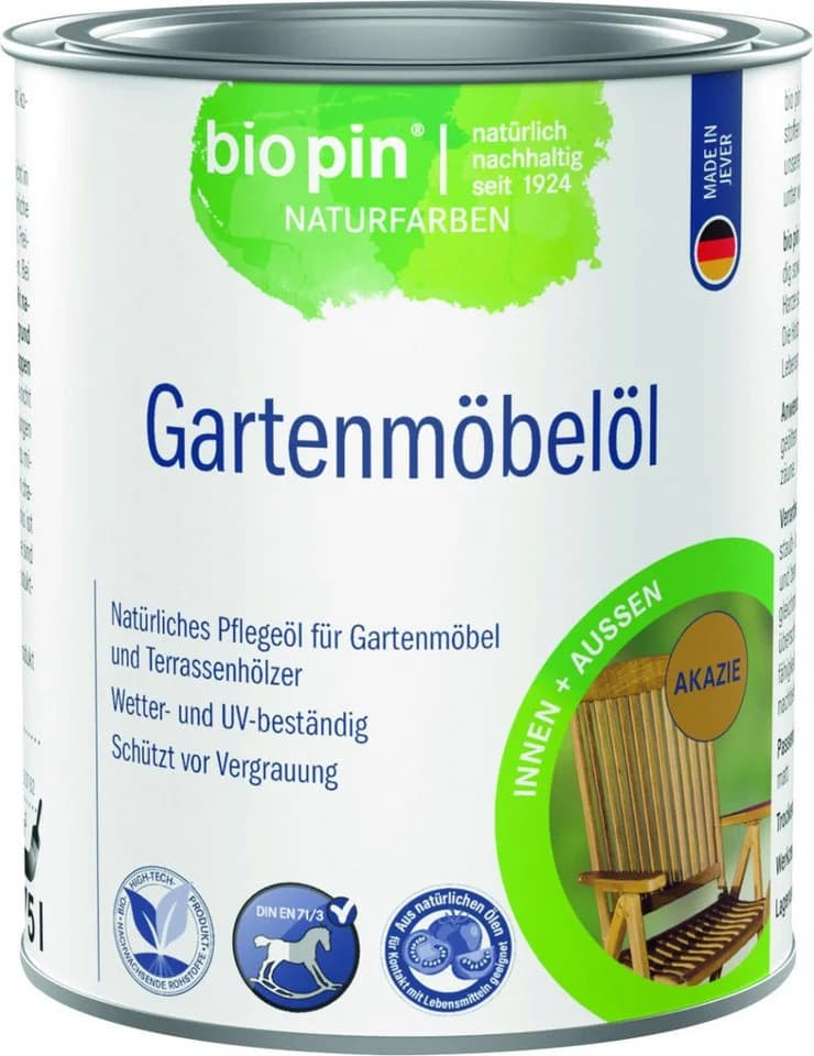 Bio Pin Holzöl Gartenmöbelöl 750 ml Akazie